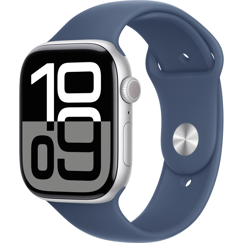 Apple Watch Series 10 MWWM3LW/A 46mm GPS - Aluminum Silver/Denim Sport Band 